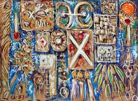 MARTIN Philip (Essex 1927) X - Worship tecnica mista su tavola cm. 68 x 92...