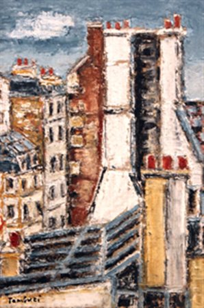 TAMBURI Orfeo (Jesi 1910 - Parigi 1994) Tetti al marcè St. Honore, 1973 olio...