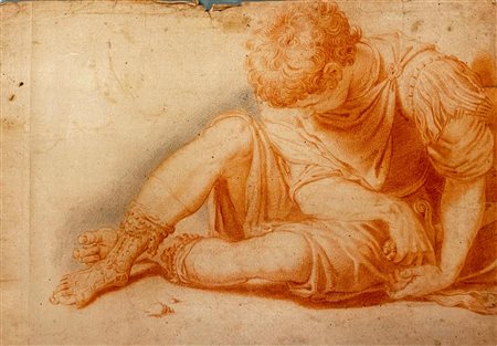  
Giovane soldato a riposo Scuola italiana, XVIII secolo
sanguigna e matita su carta 20 x 29,5cm