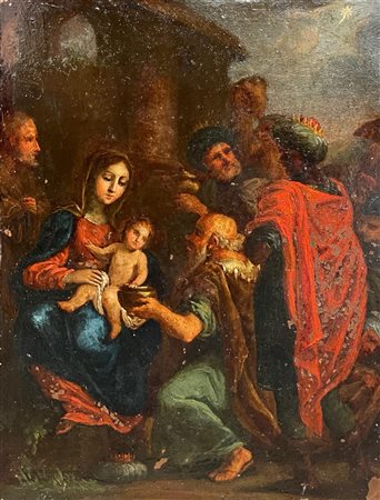  
Adorazione dei Magi fine XVII - inizi del XVIII secolo
olio su rame cm 20 x 15
