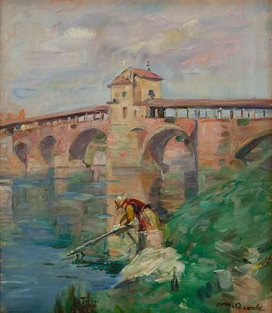 Mario Acerbi  Milano 1887 - Pavia 1982 Il ponte di Pavia