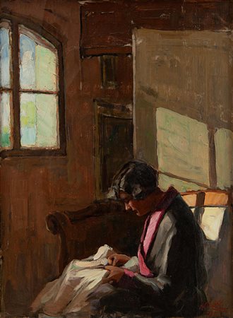 Mario Capuzzo  Badia Polesine, 1902 - 1972 Cucendo i panni