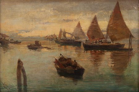 Giuseppe Pogna Trieste 1845-1907 Regata a Trieste