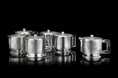 Gio Ponti (Attribuito)
Sei lattiere. Esecuzione Broggi, Milano, anni '30/'40. Al