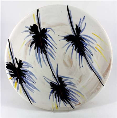 Giuseppe Scaiola Piatto decorativo in ceramica decorata con motivi astratti in p