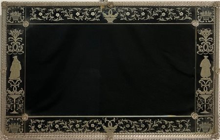 Salir Specchiera con cornice in vetro soffiato cristallo decorato a torciglioni