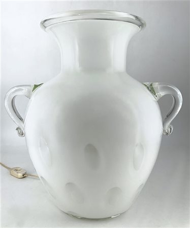 VEART Vaso biansato montato a lampada in vetro soffiato incamiciato incolore e l