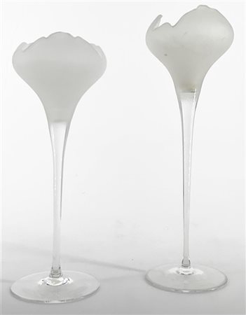 Michael Boehm Coppia di porcandele in vetro modello "Glastau". Produzione Rosent