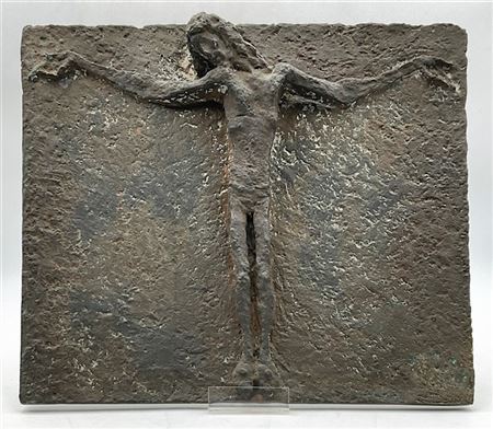 Virgilio Ciminaghi "Cristo" 
bassorilievo in bronzo
cm 36x37,5
firmato in basso