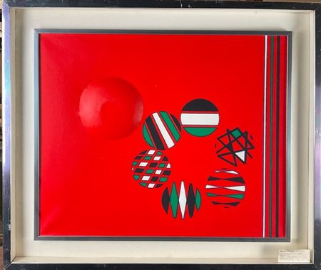 ARNALDO ESPOSTO "Rilievo rosso e segni grafici n. 21" 1977
olio e tecnica mista