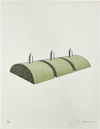 Mauro Staccioli "Senza titolo" 1973
litografia a colori
cm 62x46
firmata, datata