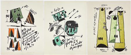 Kenjiro Azuma "Senza titolo" 1974
Tre litografie a colori - prove d'artista di s