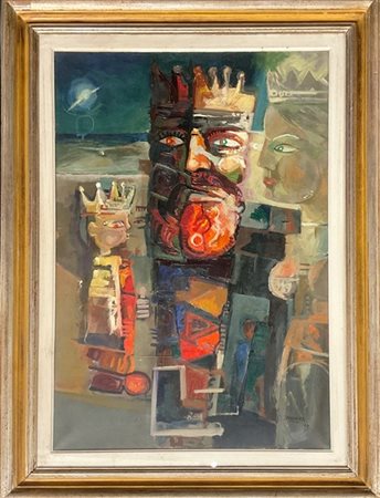 Lorenzo D'Andrea "Famiglia reale" 1972
olio su tela
cm 100x70
firmato e datato i