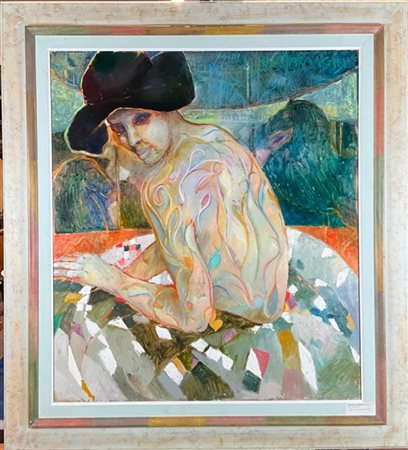 GIOVANNI MARANGHI "La tatuata" 
olio su tela
cm 90x80
firmato in alto a destra;