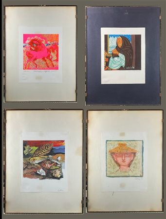Lotto composto da quattro litografie di BolaffiArte rispettivamente di Guttuso,