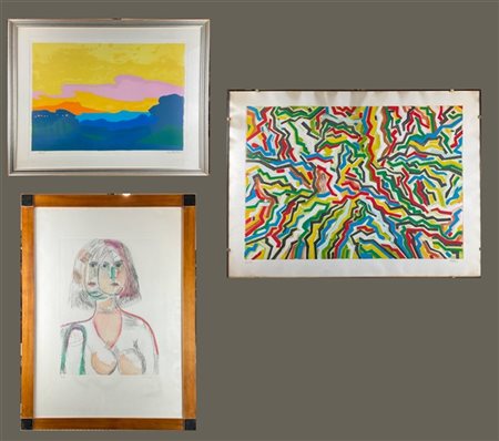 Fabbri - Cantatore - Cassinari
Lotto composto da due litografie a colori e un'a