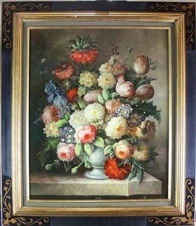 Ignoto, secolo XX 
Vaso di fiori
Olio su tavola (cm 61x50) in cornice