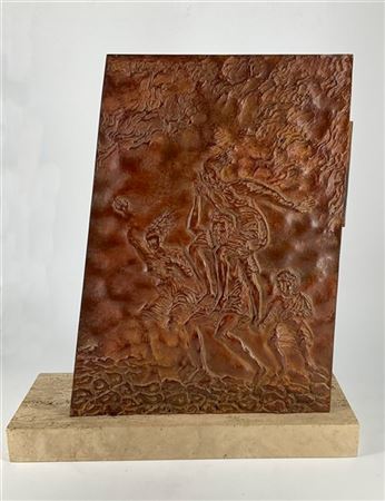Lotto composto da un multiplo bassorilievo in bronzo (cm 26,5x35,5) firmato Att