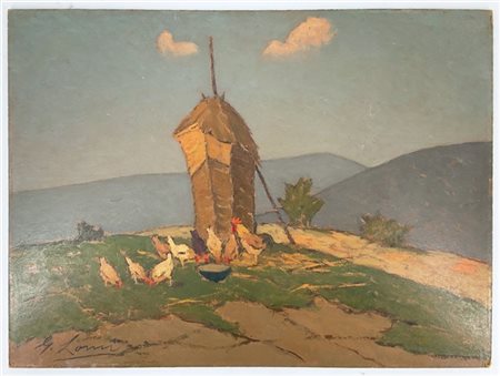 Giovanni Lomi "Campagna toscana" 
olio su masonite (cm 30x40)
Firmato in basso a
