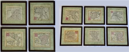 Autori vari, secolo XIX. Lotto composto da dieci diverse mappe, incisioni all'a