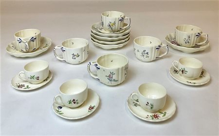 Manifattura di Laveno. Lotto composto da sei tazze da té con piatto in ceramica