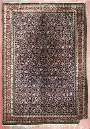 Tappeto Malayer, Persia, secolo XX. Decoro allover Herati su fondo blu scuro (c