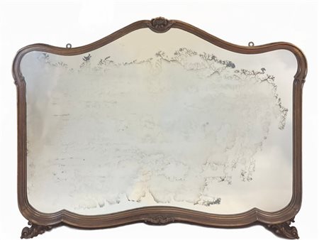 Specchiera con cornice in legno intagliato e specchio sagomato (cm 118x165) (di