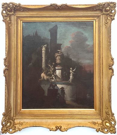 Scuola romana della fine del secolo XVII

"Capriccio con rovine e sculture"
oli