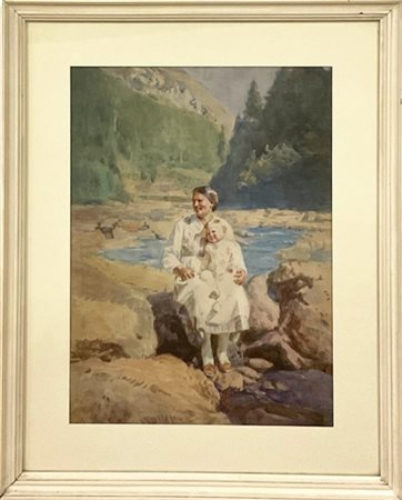 Ignoto del secolo XX

"Madre con bambino in montagna" 
acquerello su carta (cm