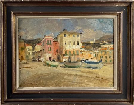 Donato Frisia "Spiaggia ligure" 1924
olio su tela (cm 35x48)
Firmato e datato in