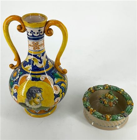 Manifattura Cantagalli, inizio secolo XX. Lotto composto da un portacandela in