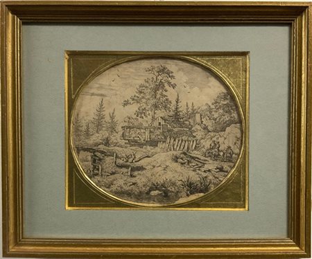 Allart van Everdingen "Paesaggio"
acquaforte (mm 165x192 all'impronta)
in cornic