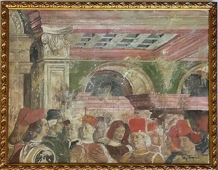 Luigi Tarquini "Senza titolo" tecnica mista su tela (cm 69x89) firmato in basso