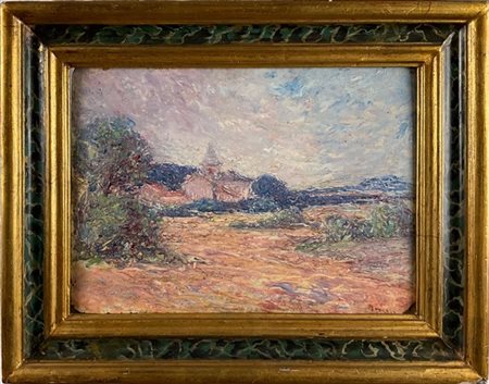 Filiberto Minozzi "Paesaggio all'alba" 
olio su cartone (cm 23,5x32,5)
Firmato i