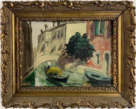 Ignoto del secolo XX

"Canale veneziano" 
olio su cartoncino (cm 13,5x18)
In co