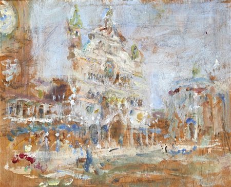 Luigi Mantovani "Duomo di Cremona" 
tecnica mista su compensato (cm 16,5x20)
Rec