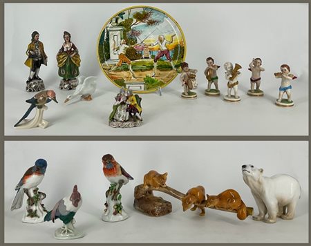 Manifatture differenti. Lotto composto da numerose figurette e animali in porce