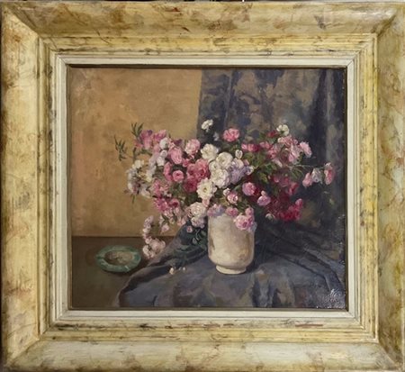 Gabriele Caiulo "Composione con fiori" 
olio su tela (cm 60x70)
Firmato in basso