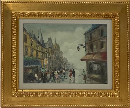 Ignoto del XX Secolo "Scorcio parigino", olio su tela (cm 30x42)
In cornice