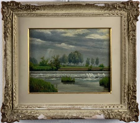 Ugo Piatti "Cascate del Lambto" 1928
olio su tavoletta (cm 22x28,5)
Firmato e da