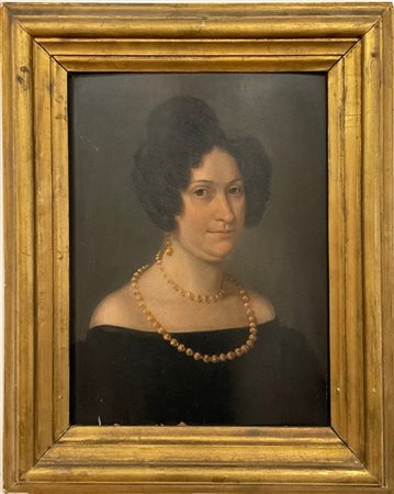 Ignoto del secolo XIX 

"Ritratto femminile" 
olio su tavola (cm 42,5x31,5)
In