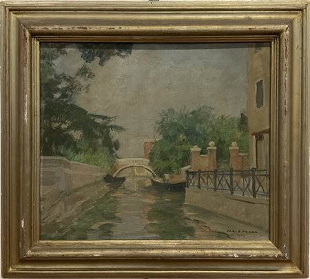 Carlo Prada "Canale a Venezia" 1936
olio su compensato (cm 47x53)
firmato e data