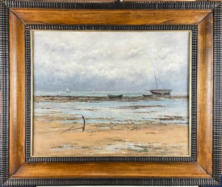 Emile Louis Vernier "Bassa marea" 
olio su tela (cm 48x60)
firmato in basso a si
