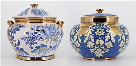 Manifattura Batignani, secolo XX. Lotto composto da due potiche con coperchio i