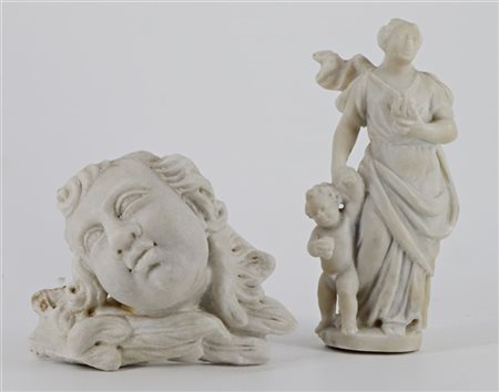 Arte del secolo XVIII. Lotto composto da un gruppo in alabastro raffigurante fi