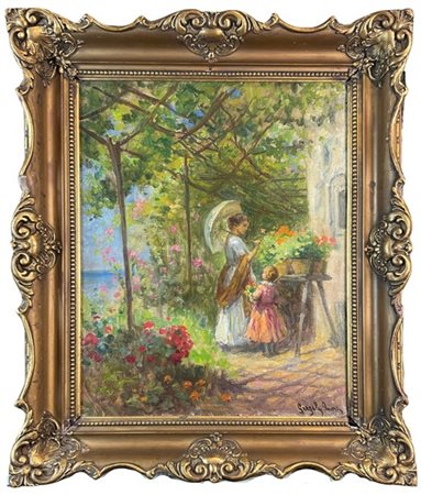 Ignoto di inizio secolo XX

"Figure con ombrellino entro un paesaggio fiorito"