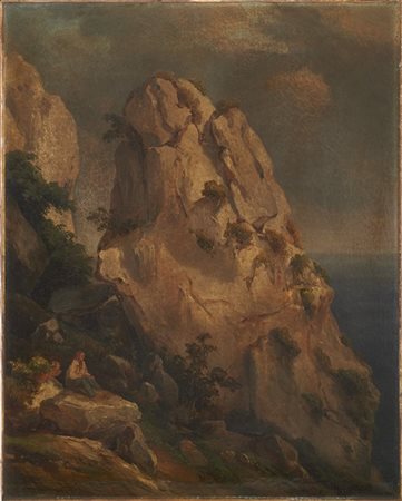 Vincenzo Cabianca "Scogliera" 
olio su tela (cm 47,5x38,5)
Reca tracce di firma