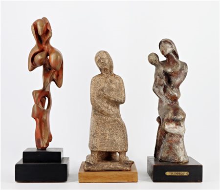 Uldino Desuò Lotto composto da tre sculture raffiguranti figure femminili in mat