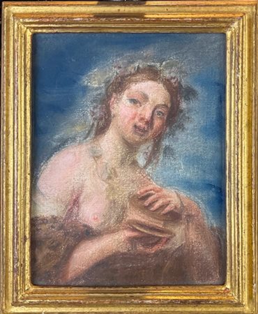 Ignoto del secolo XIX

"Baccante" 
pastelli colorati su carta applicata a tela