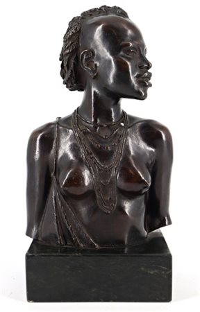 Riccardo Piter "Busto di donna africana" 
scultura in bronzo (h cm 26) su base i